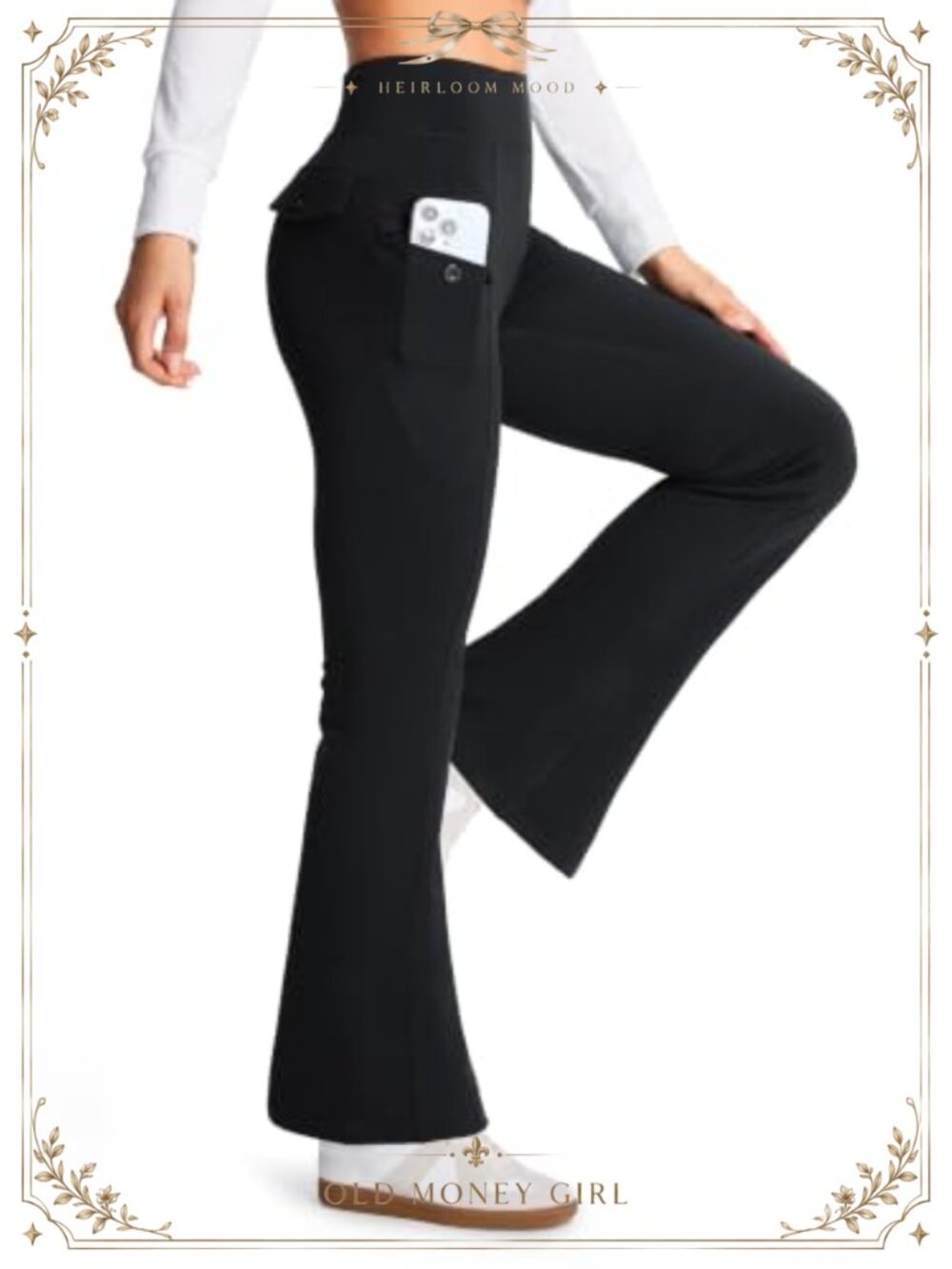 Fleece Lined Flare Leggings High Waist Bootcut Yoga Pants with Pockets